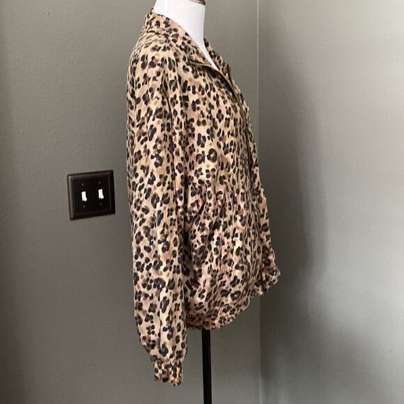 Vintage Kim Rogers Sport 100% Silk Leopard Zip Up Jacket - Picture 5 of 10